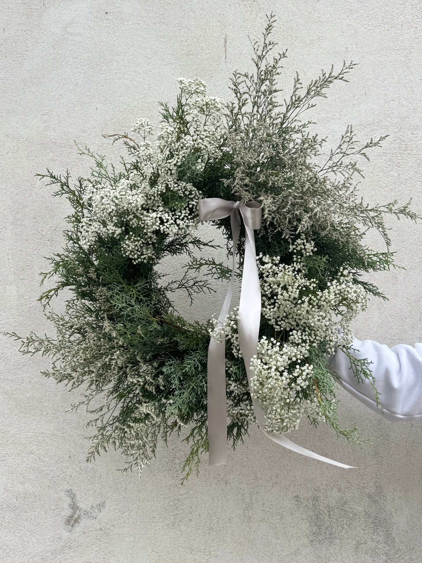 White and Green Modern Winter Wreath